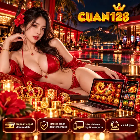 Poster ilustrasi CUAN128 bernuansa merah dan emas