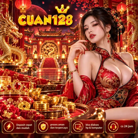 Poster ilustrasi CUAN128 bernuansa merah dan emas